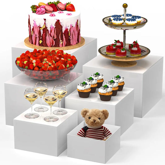 6-Piece Buffet Riser Set – Modern Food Display Stands for Parties & Catering