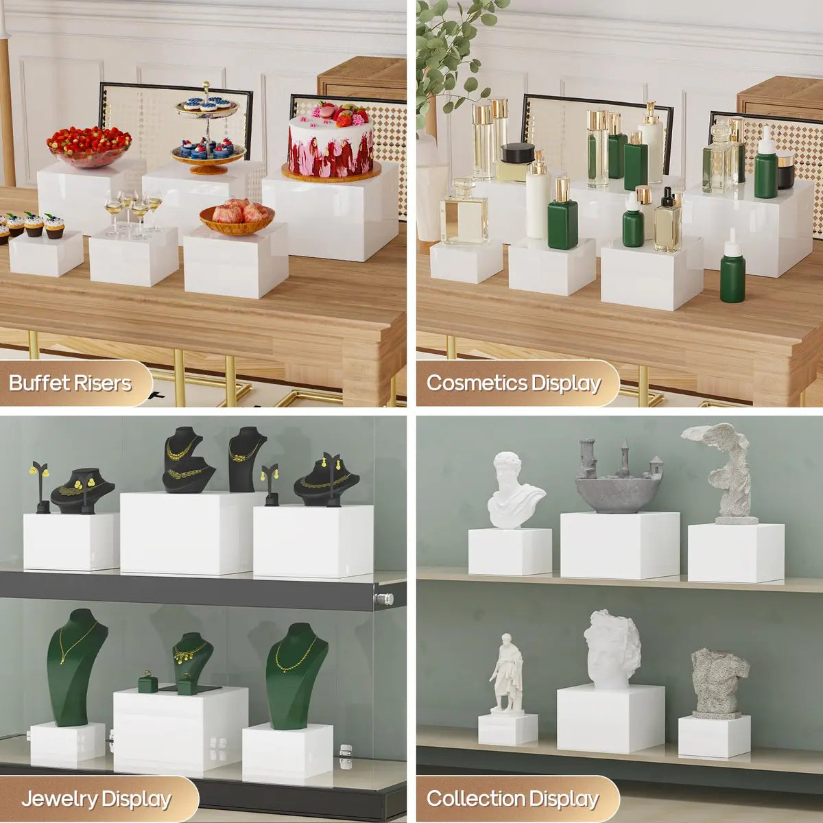 6-Piece Buffet Riser Set – Modern Food Display Stands for Parties & Catering