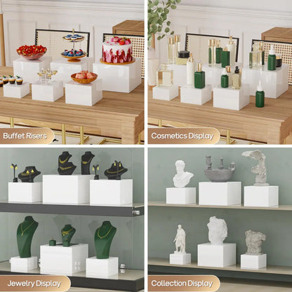 6-Piece Buffet Riser Set – Modern Food Display Stands for Parties & Catering